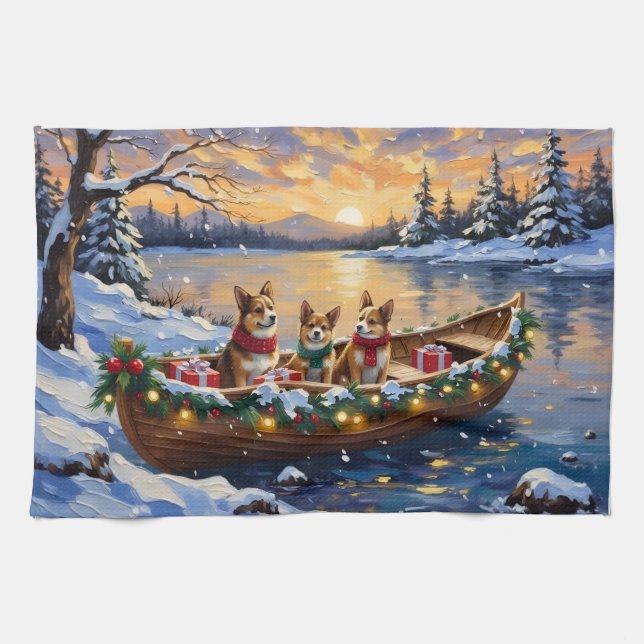 Linge De Cuisine Japanese Chin Christmas Boat Holiday (Horizontal)