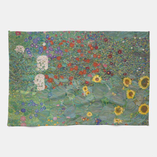 Linge De Cuisine Jardin agricole avec tournesol par Gustav Klimt (Horizontal)