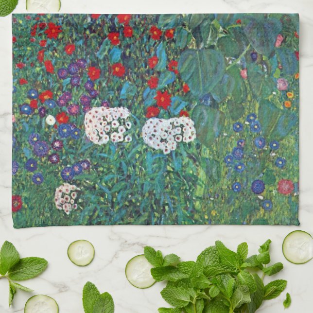 Linge De Cuisine Jardin agricole avec tournesol par Klimt, Fleurs V (Plié)