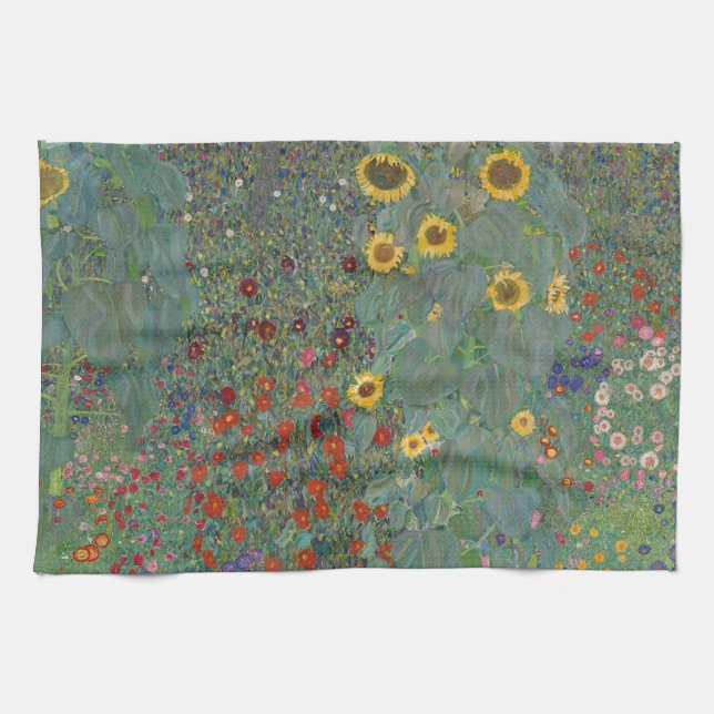 Linge De Cuisine Jardin agricole Tournesols par Gustav Klimt Peintu (Horizontal)