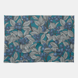 Linge De Cuisine Jardin aux bleuets, bleu et gris