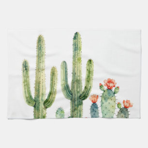Linge De Cuisine Jardin de cactus du désert à l'aquarelle