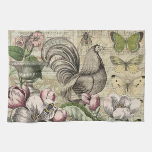 Linge De Cuisine Jardin de Coq Vintage Art Collage : Campagne Franç