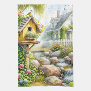 Linge De Cuisine Jardin de cottage fantaisiste Niche à oiseaux Ruis
