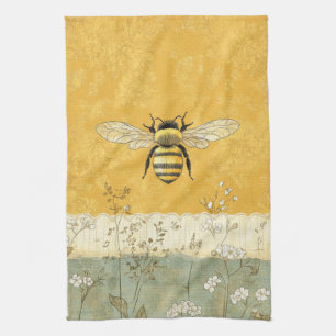 Linge De Cuisine Jardin de fleurs sauvages à l'abeille à miel vinta