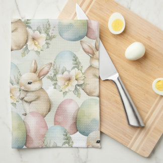 Linge De Cuisine Jardin de lapins à l'aquarelle