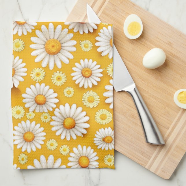 Linge De Cuisine Jardin de marguerites dorées (Quart Plié)