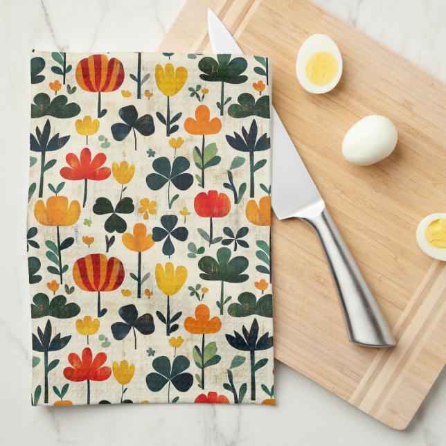 Linge De Cuisine Jardin de Trèfle Folklorique (Quart Plié)
