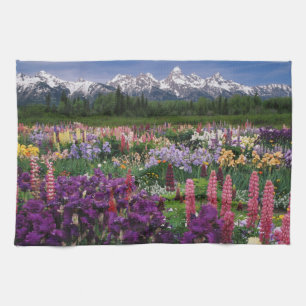 Linge De Cuisine Jardin d'Iris et de Lupins et chaîne Teton,