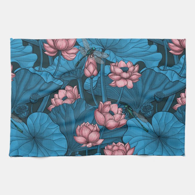 Linge De Cuisine Jardin du lotus nocturne (Horizontal)