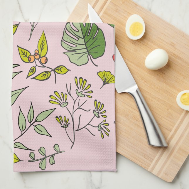 Linge De Cuisine Jardin Fleur sauvage botanique (Quart Plié)