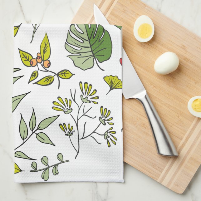 Linge De Cuisine Jardin Fleur sauvage botanique (Quart Plié)