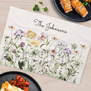 Linge De Cuisine Jardin Fleur sauvage de nom personnalisé
