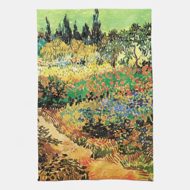 Linge De Cuisine Jardin fleuri avec chemin par Vincent van Gogh (Vertical)