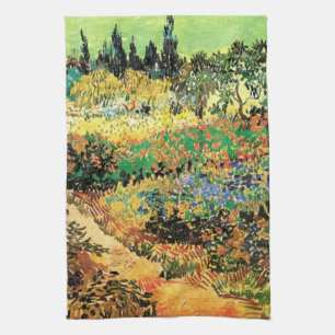 Linge De Cuisine Jardin fleuri avec sentier par Vincent van Gogh