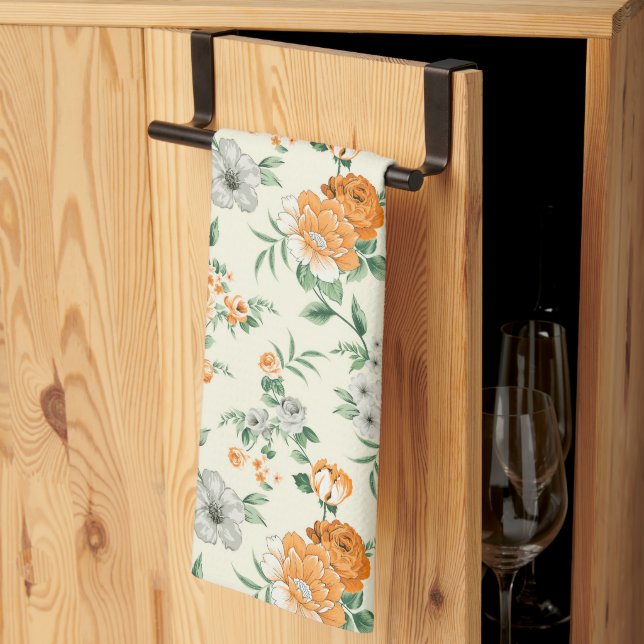 Linge De Cuisine Jardin Jaune doux motif floral (Pliage en tiers)