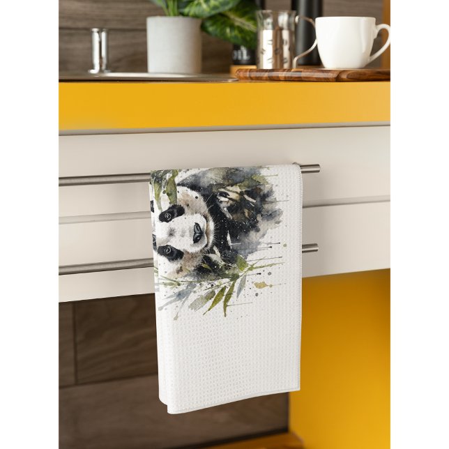 Linge De Cuisine Jardin Panda Watercolor (Créateur téléchargé)