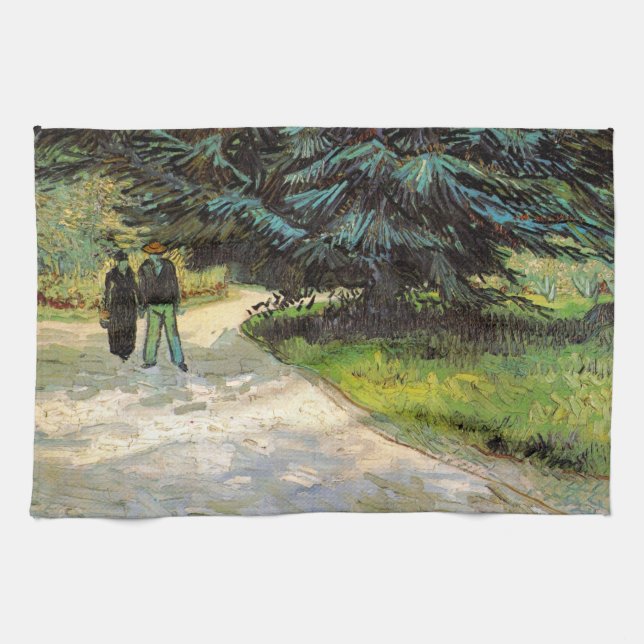 Linge De Cuisine Jardin public avec couple par Vincent van Gogh (Horizontal)