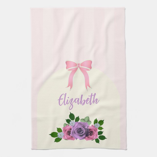 Linge De Cuisine Jardin Rose rose rayures (Vertical)