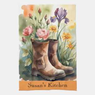 Linge De Cuisine Jardinière de fleurs sauvages colorées Bottes flor
