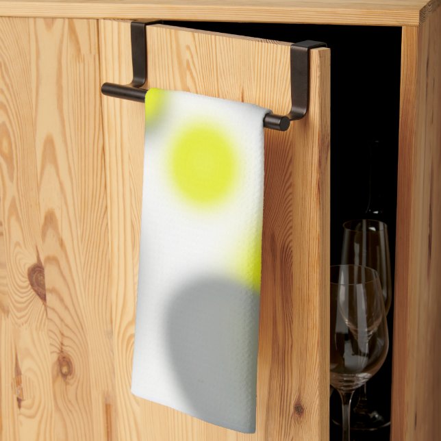 Linge De Cuisine Jaune blanc gris Abstrait  (Pliage en tiers)