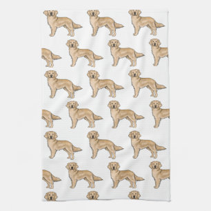 Linge De Cuisine Jaune Golden Retriever mignon Motif de dessin anim