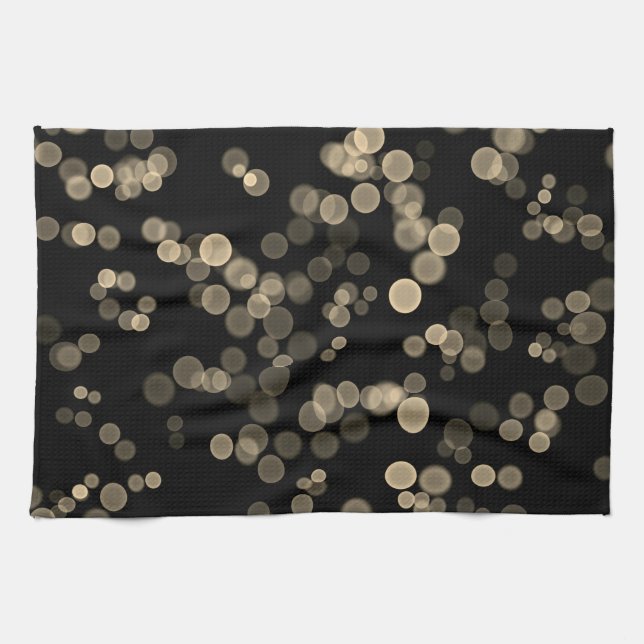 Linge De Cuisine Jaune noir Abstrait Bubble Motif Bokeh (Horizontal)