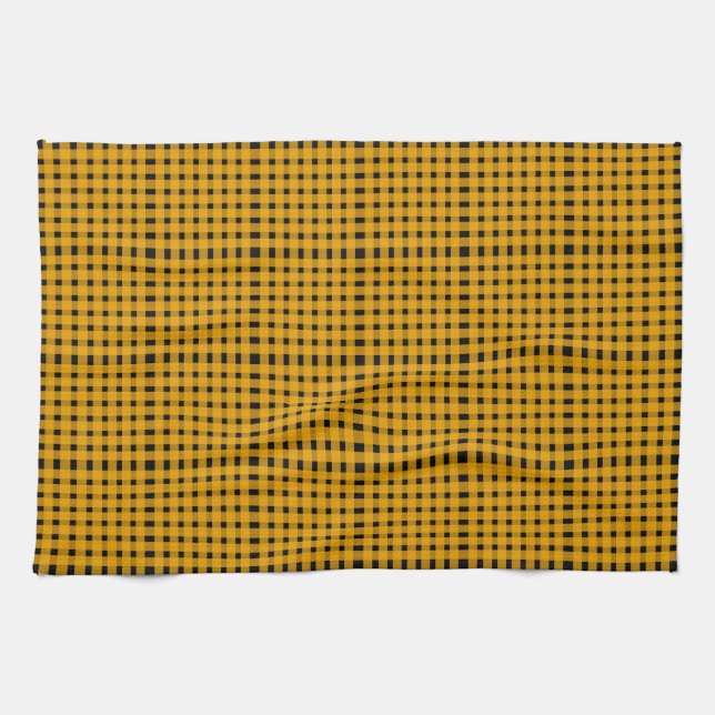 Linge De Cuisine Jaune noir En vichy Motif (Horizontal)