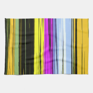 Linge De Cuisine Jaune Vert Bleu Violet Noir Bandes Verticales