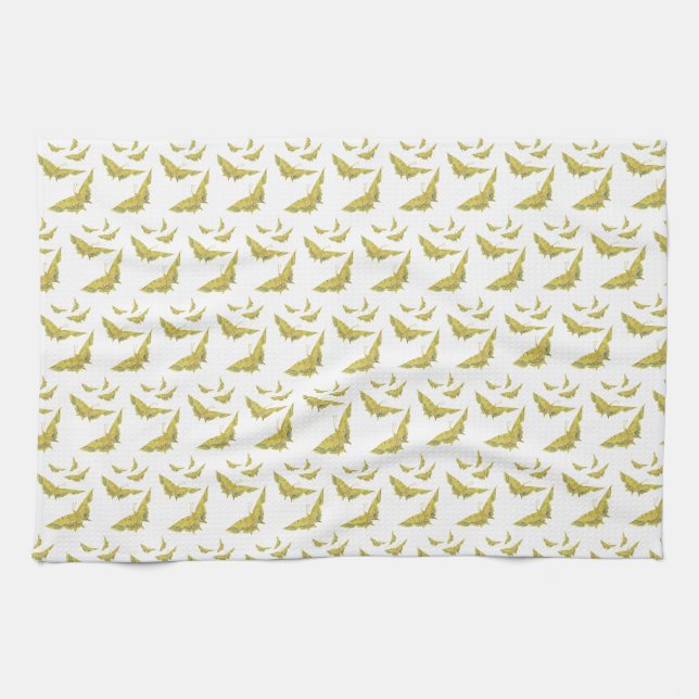 Linge De Cuisine Jaune Vieux Monde Swallowtail motif papillon (Horizontal)