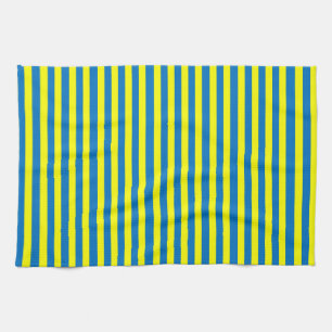 Linge De Cuisine Jaune vif et rayures bleues