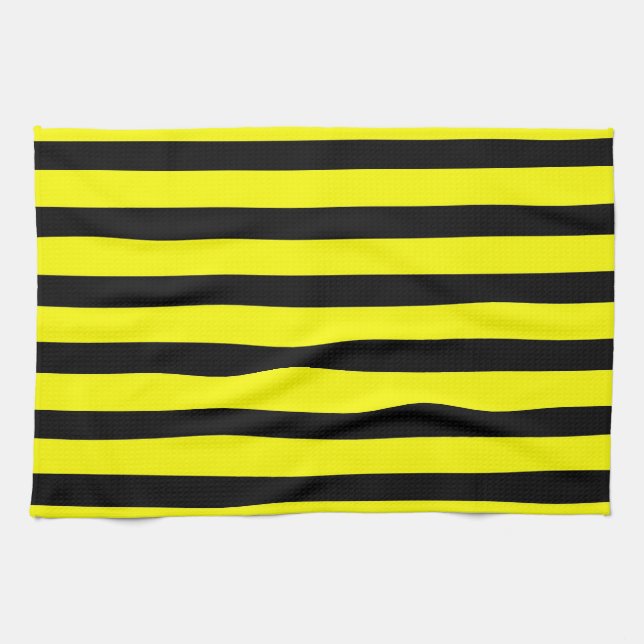 Linge De Cuisine Jaunes et noirs audacieux gaffent le motif rayé (Horizontal)