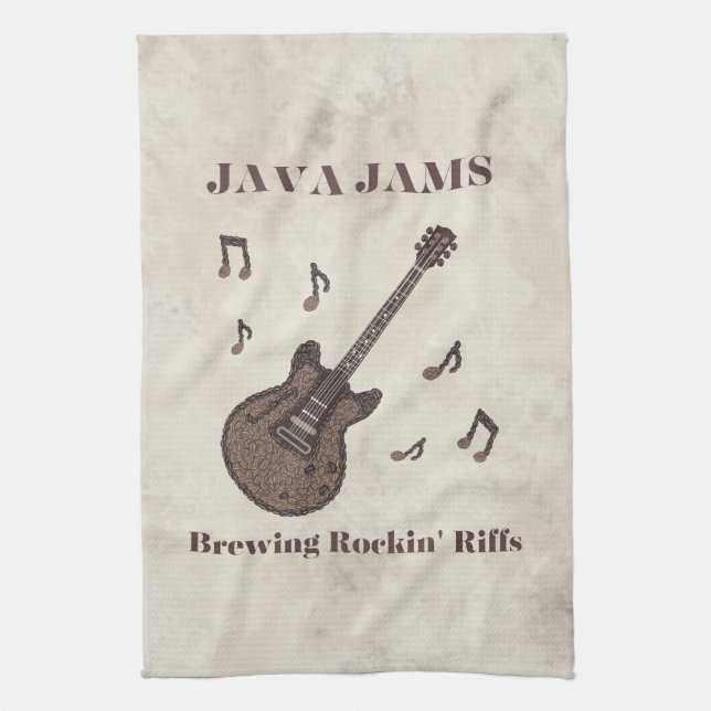 Linge De Cuisine Java Jams-Brassin' Riffs Endiablés-Café-Guitare- (Vertical)