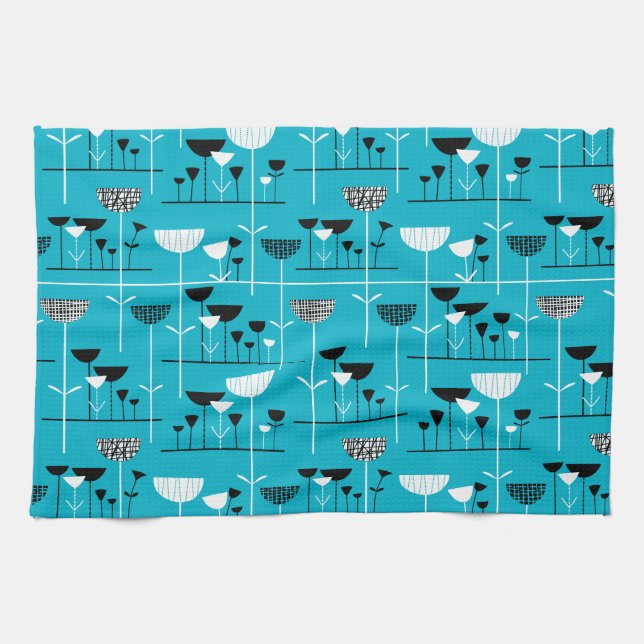 Linge De Cuisine Jazz Moderne - Bleu 00b2ca (Horizontal)