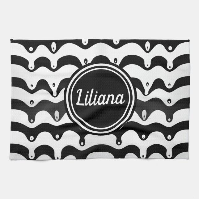 Linge De Cuisine Jazzy Black & White Meling Zebra Stripes (Horizontal)