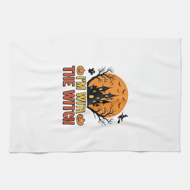 Linge De Cuisine Je Suis Avec La Sorcière Design De Château Hallowe (Horizontal)