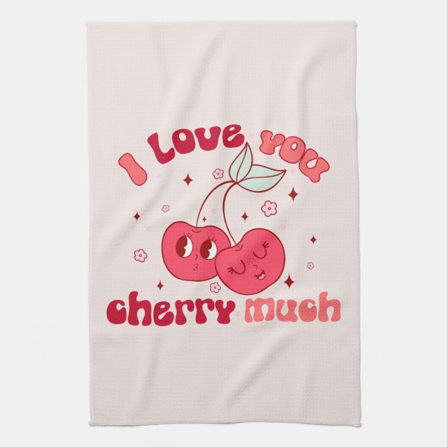 Linge De Cuisine Je T'Aime Beaucoup Cherry (Vertical)