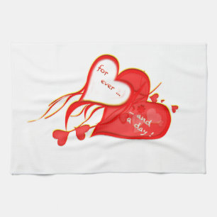 LINGE DE CUISINE JE T'AIME POUR TOUJOURS ET UN COEUR DE JOUR