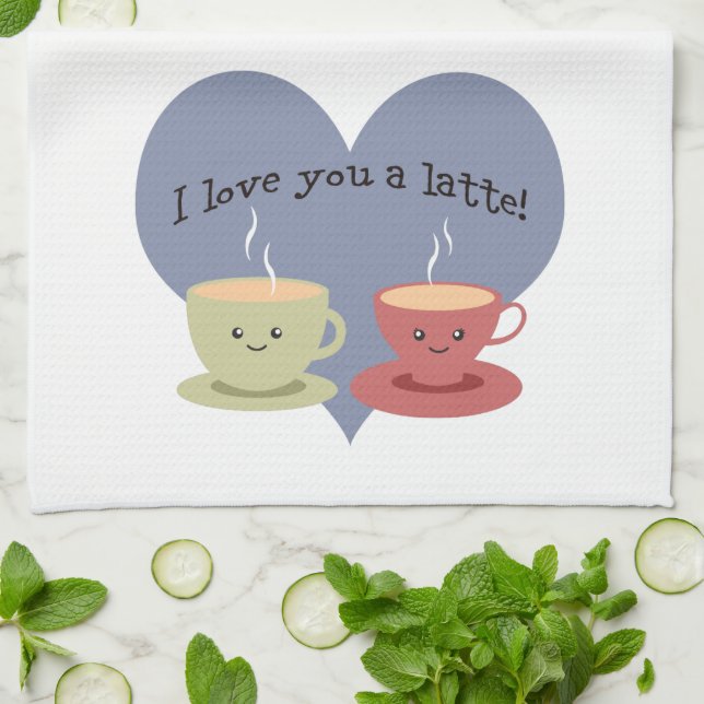 Linge De Cuisine Je t'aime un latte ! (Plié)