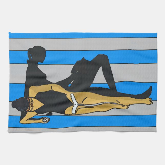 Linge De Cuisine Jersey Shore, Gal on Beach Towel (Horizontal)