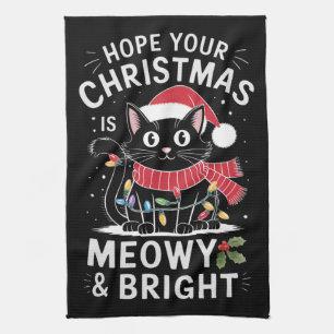 Linge De Cuisine J'espère que votre Noël est félin et lumineux Chat