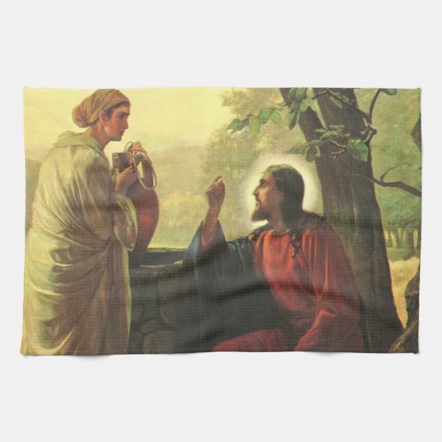 Linge De Cuisine Jésus-Christ et le Bon Samaritain au Puits (Horizontal)
