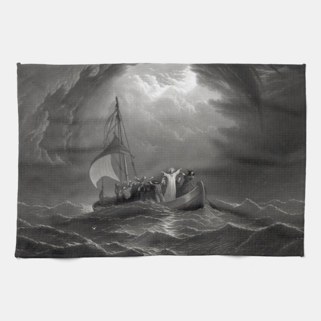 Linge De Cuisine Jésus-Christ stille la tempête (Horizontal)