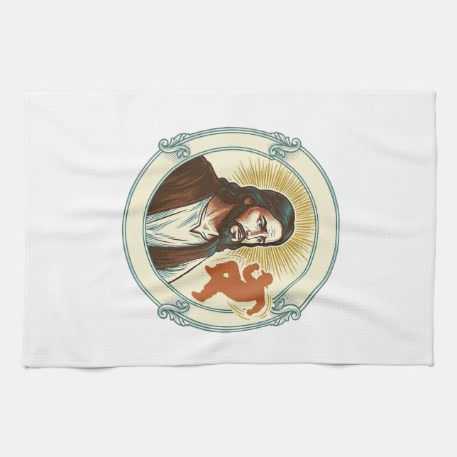 Linge De Cuisine Jésus confus tendance virale de danse silhouette v (Horizontal)