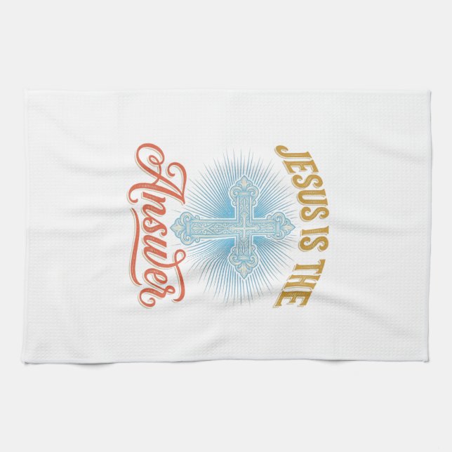 Linge De Cuisine Jésus est la réponse Croix chrétienne Vector Desig (Horizontal)