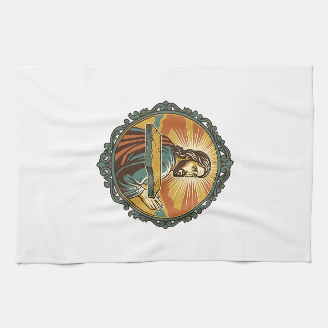 Linge De Cuisine Jésus gêné trébuchant sur une surface plane humour (Horizontal)