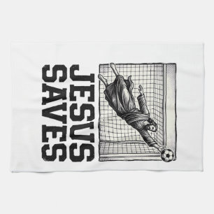 Linge De Cuisine Jesus Sauve Gardien de Football T-Shirt Gravure Vi