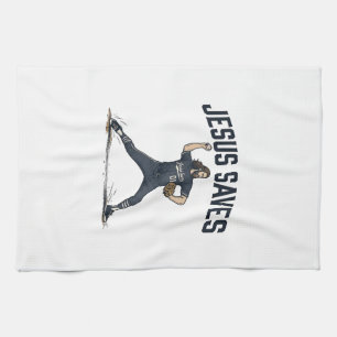 Linge De Cuisine Jésus Sauve Lanceur de Baseball Vintage Gravure Sh