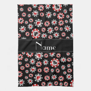 Linge De Cuisine Jetons de poker noirs nommés personnalisés