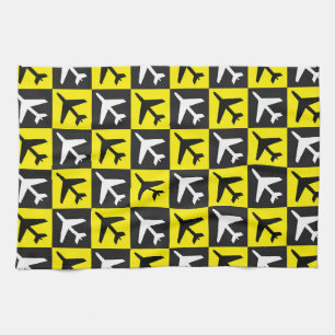 Linge De Cuisine Jets volants géométriques jaunes Avion